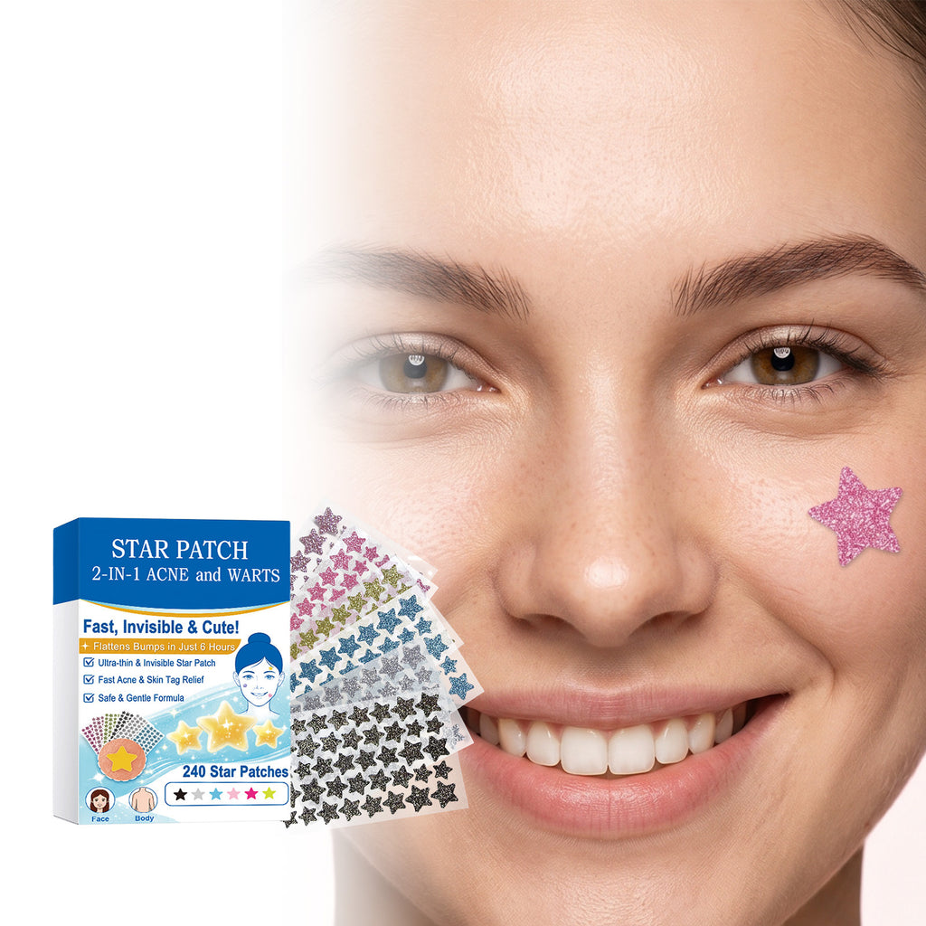Cuvante star and heart pimple patches shown close up